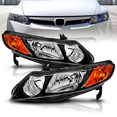 مجموعة مصابيح هالوجين بديلة سوداء أمريلايت JDM لسيارة هوندا سيفيك سيدان 2006-2011 4 أبواب هايبرد للركاب والسائق