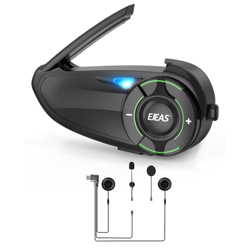 EJEAS Q8 1PC Motorcycle Bluetooth Headset, Upgraded Mesh 3.0 Intercom System with Music Sharing and IP67 Waterproof for 6 Riders Group Talking - Image 1
