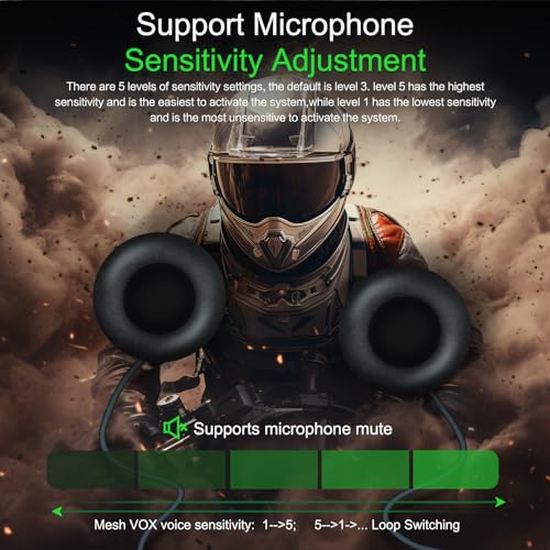 EJEAS Q8 1PC Motorcycle Bluetooth Headset, Upgraded Mesh 3.0 Intercom System with Music Sharing and IP67 Waterproof for 6 Riders Group Talking - Image 4