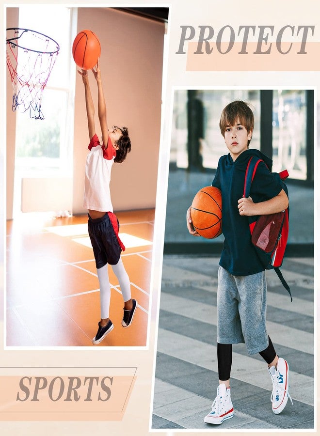 Geyoga 4 Pairs Kids Long Compression Boys Leg Sleeves Non Slip UV Protection Thigh Calf for Kids Boy Girl Youth Legs Sleeve Basketball Running Sport (Black, White, Blue, Green) - Image 5