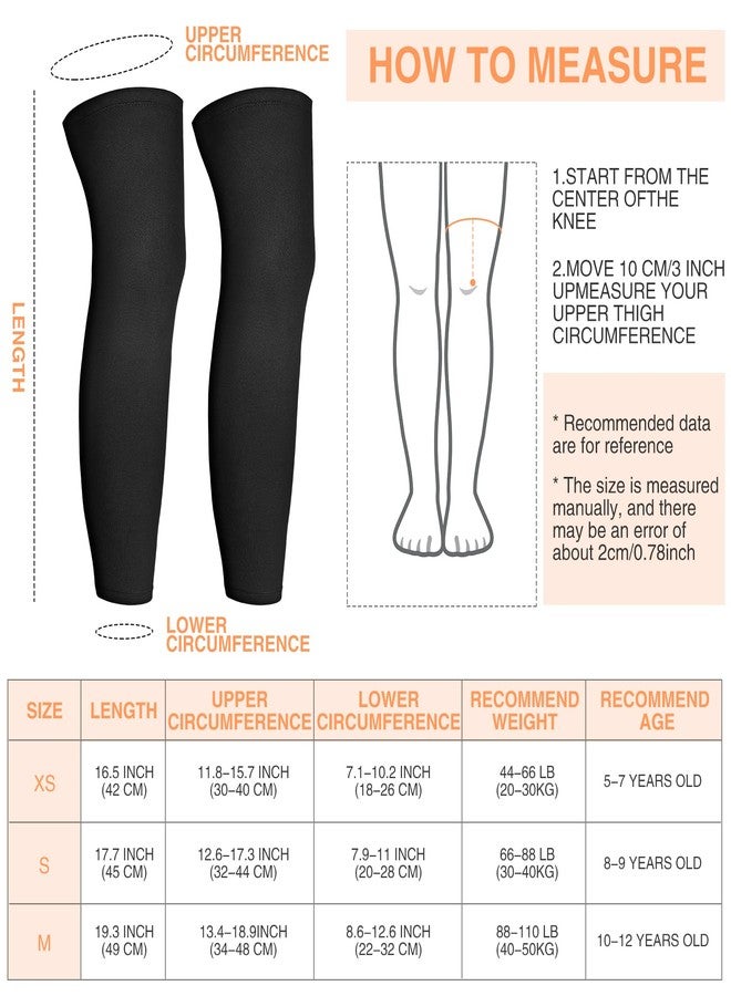 Geyoga 4 Pairs Kids Long Compression Boys Leg Sleeves Non Slip UV Protection Thigh Calf for Kids Boy Girl Youth Legs Sleeve Basketball Running Sport (Black, White, Blue, Green) - Image 2