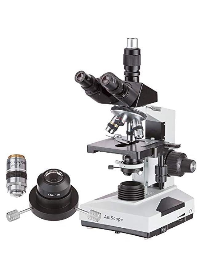 Arabest Trinocular Compound Microscope with Darkfield Technology and Oil Immersion Iris Objective, Magnification Range from 40X to 2000X. - Image 1