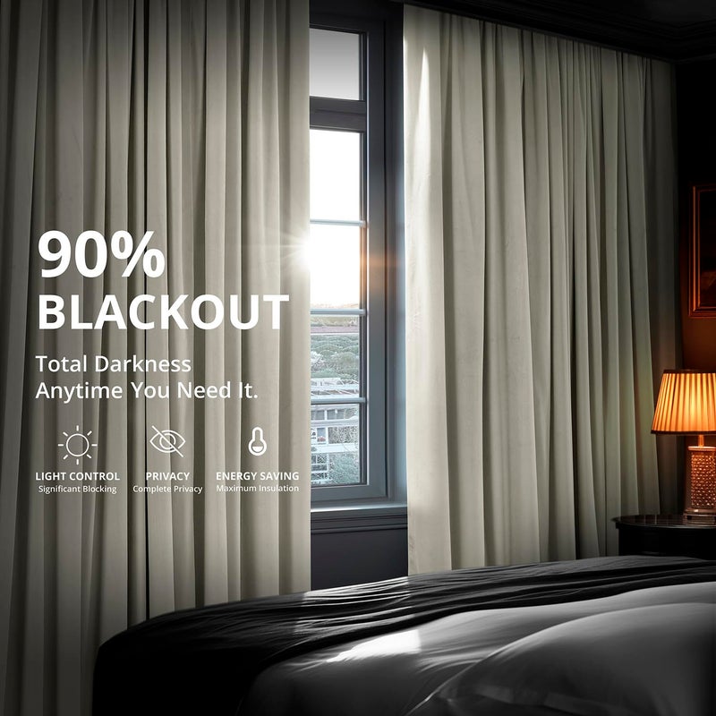 HPD Half Price Drapes Signature Grommet Blackout Velvet Curtains For Living Room 50 X 84 (1 Panel), VPCH-110602-84-GRBO, Porcelain White - Image 4