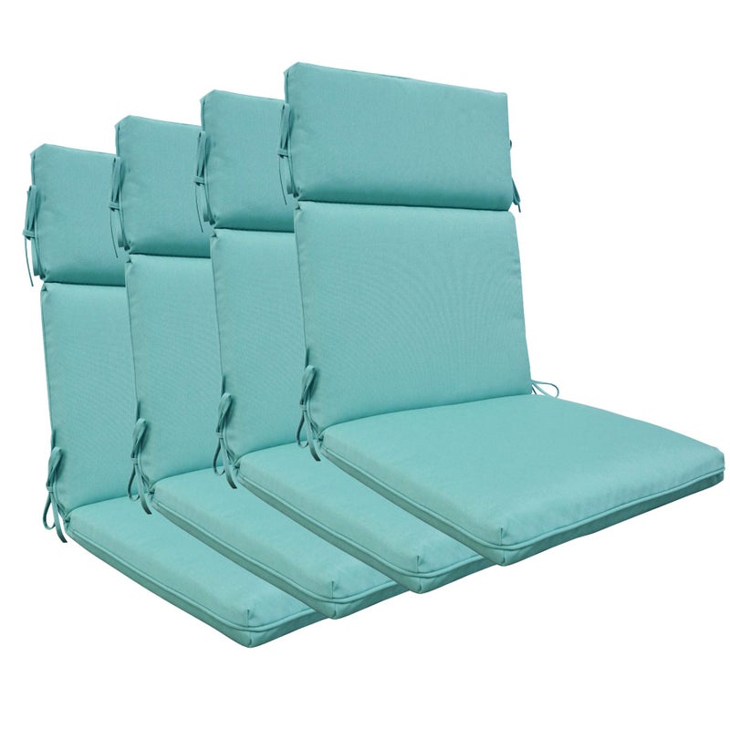 BOSSIMA Indoor Outdoor High Back Chair Cushions Replacement Patio Chair Seat Cushions Set of 4 Olefin Light Blue