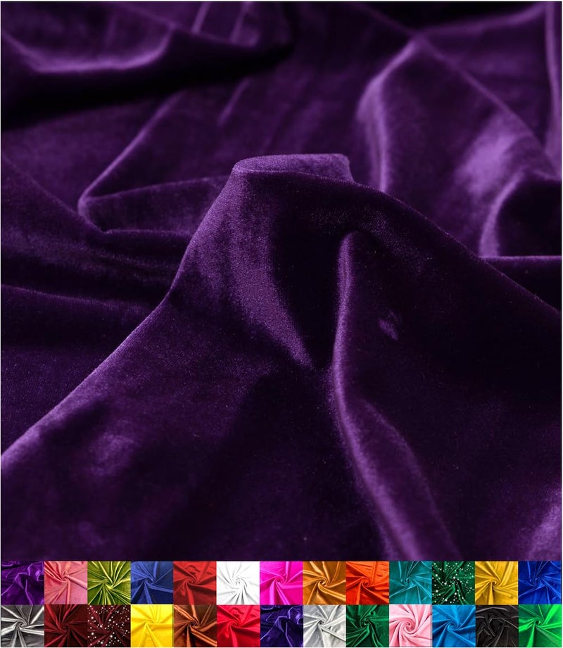 Barcelonetta Stretch Velvet Fabric Luxury Soft Velvet Fabric 60 Wide Roll 10 Spandex Sewing Apparel Upholstery Purple 1 Yard - Image 2