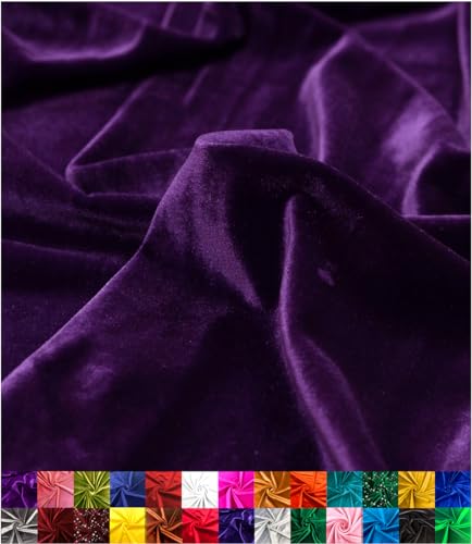 Barcelonetta Stretch Velvet Fabric Luxury Soft Velvet Fabric 60 Wide Roll 10 Spandex Sewing Apparel Upholstery Purple 1 Yard - Image 1