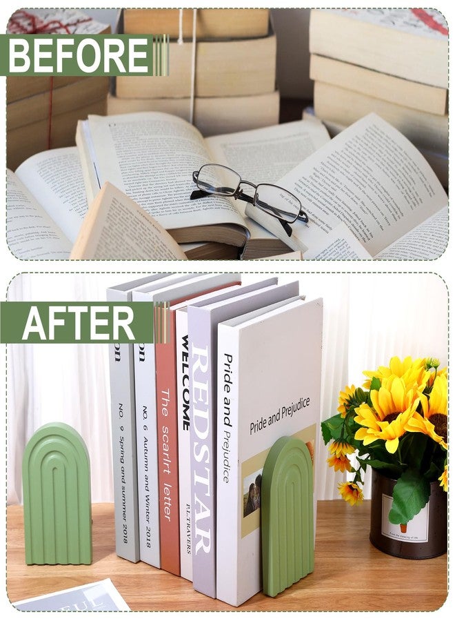 SXoonKing 4Pcs Boho Arch Wooden Rainbow Bookends, Cute Book Ends for Shelves, Non Skid Wood Bookends for Kids, Colorful Book Holder Stand Stoppers for Heavy Books Home Office Back to School Library Kitchen - Image 4