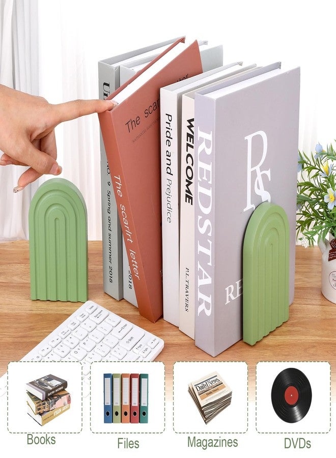 SXoonKing 4Pcs Boho Arch Wooden Rainbow Bookends, Cute Book Ends for Shelves, Non Skid Wood Bookends for Kids, Colorful Book Holder Stand Stoppers for Heavy Books Home Office Back to School Library Kitchen - Image 5