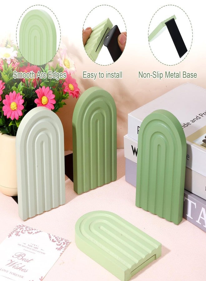 SXoonKing 4Pcs Boho Arch Wooden Rainbow Bookends, Cute Book Ends for Shelves, Non Skid Wood Bookends for Kids, Colorful Book Holder Stand Stoppers for Heavy Books Home Office Back to School Library Kitchen - Image 3