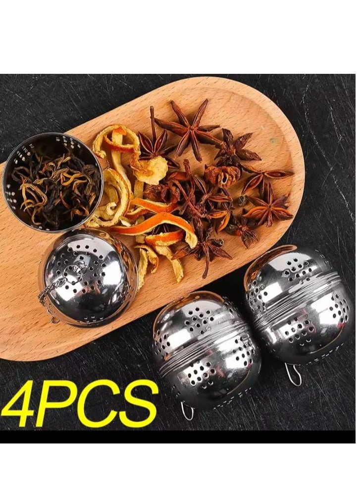 Generic - 4 Pieces Stainless Steel Tea Infuser with Tea Infuser Mesh, Premium Tea Infuser with Extended Chain Hook for Brewing Loose Leaf Tea, Spices and Seasonings - Image 1