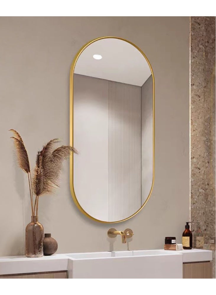 Bathroom Mirror, Wall Mounted Oval Mirror with Metal Frame for Vanity Makeup, Modern Wall Mirror for Bathroom, Hallway, Living Room Wall Decor (Gold, 51 * 83cm)  - Image 1