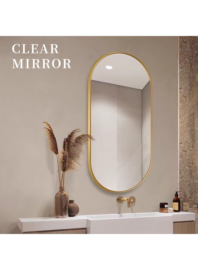 Bathroom Mirror, Wall Mounted Oval Mirror with Metal Frame for Vanity Makeup, Modern Wall Mirror for Bathroom, Hallway, Living Room Wall Decor (Gold, 51 * 83cm)  - Image 4