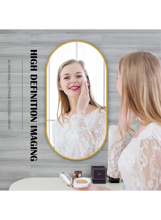 Bathroom Mirror, Wall Mounted Oval Mirror with Metal Frame for Vanity Makeup, Modern Wall Mirror for Bathroom, Hallway, Living Room Wall Decor (Gold, 51 * 83cm)  - Image 5