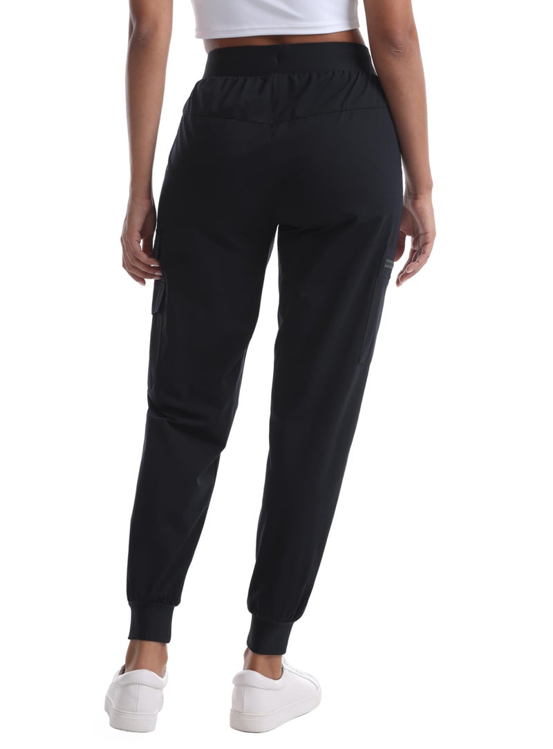 zsenoxaxi Women's Water Resistant Cargo Joggers - Trendy Travel Hiking Pants with Zippered Pockets for All Season(Black,L) - Image 3