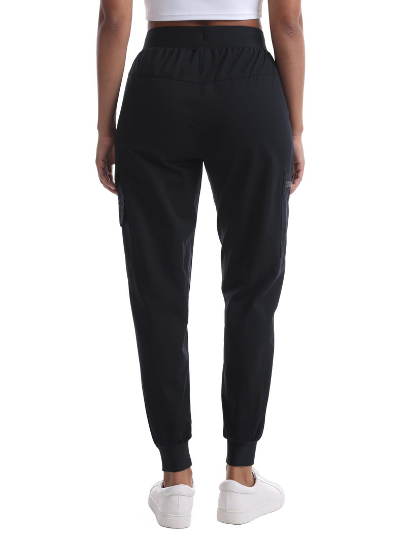 zsenoxaxi Women's Water Resistant Cargo Joggers - Trendy Travel Hiking Pants with Zippered Pockets for All Season(Black,L) - Image 5
