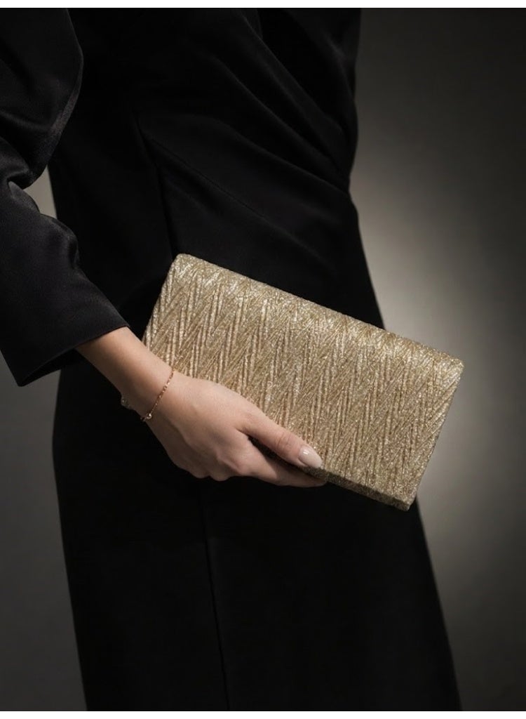 لايف ستيلاش  حقيبة كروس للسهره بنسيج مطوي - جولد ZS-6 - Image 3