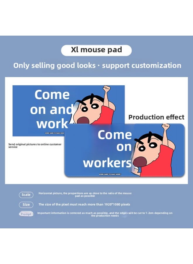 Mouse Pad Oversized Creative Text Office Desk Pad For Workers E-sports Keyboard Pad Crayon Small Mouse Pad-Color:1200*600*3-Pattern:TU-139 [remember To Clock In]]