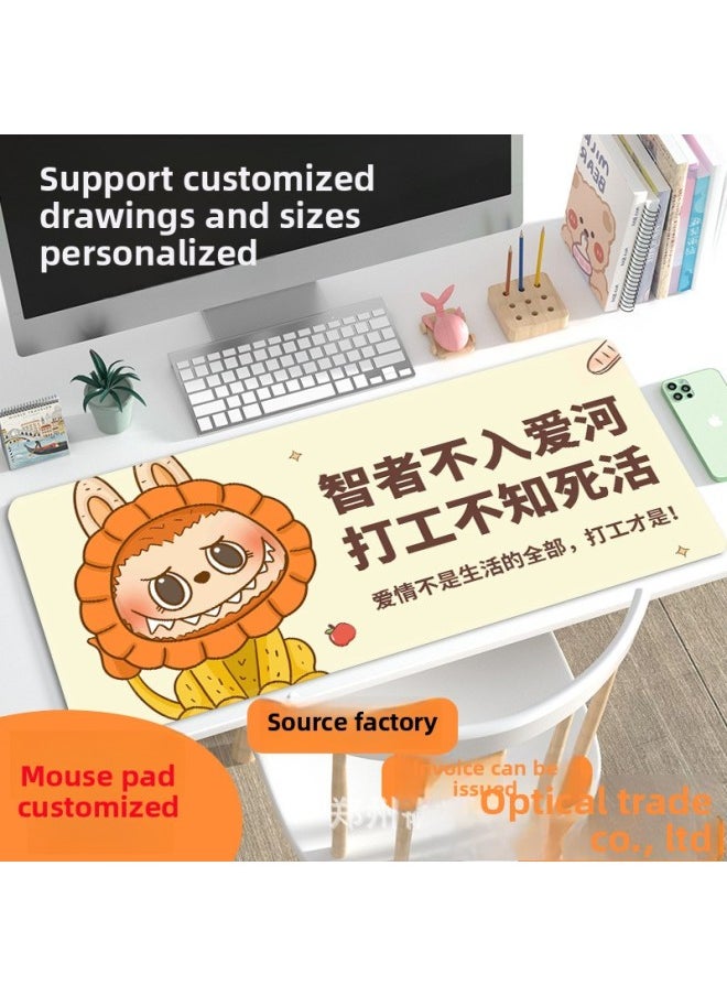 Mouse Pad Oversized Creative Text Office Desk Pad For Workers E-sports Keyboard Pad Crayon Small Mouse Pad-Color:1200*600*3-Pattern:TU-139 [remember To Clock In]]