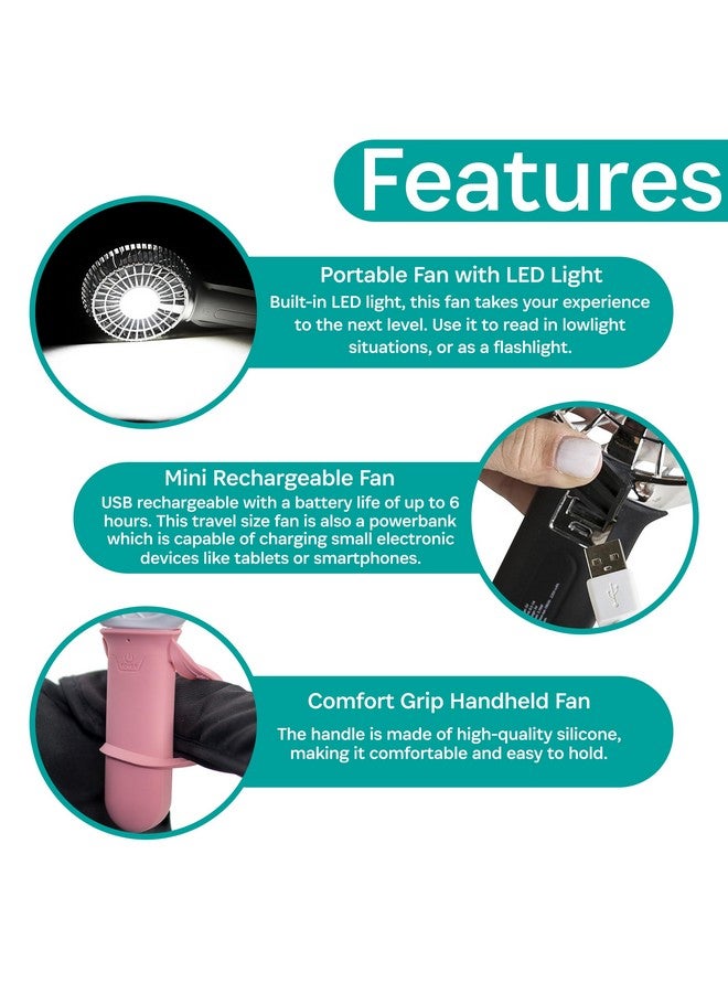 Buggygear 3 Speed USB Rechargeable Fan - Portable Clip Fan with Power Bank and LED Flashlight, Travel Must Haves for Camping, Dorms, and More, White/Rose Gold - Image 3