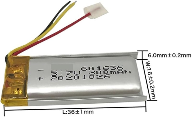 601636 بطارية ليثيوم بوليمر قابلة لإعادة الشحن 3.7 فولت 300 مللي أمبير ساعة 1 قطعة - Image 4