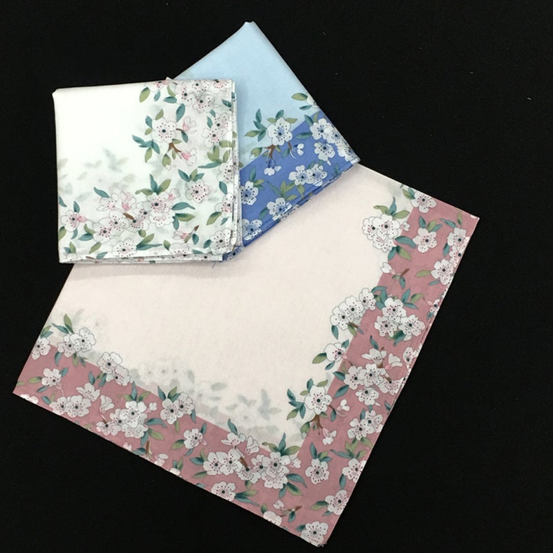 3pcs Women Handkerchief Cotton Sweat-absorbent Printing Hankies Hand Towel (Random Color) - Image 4