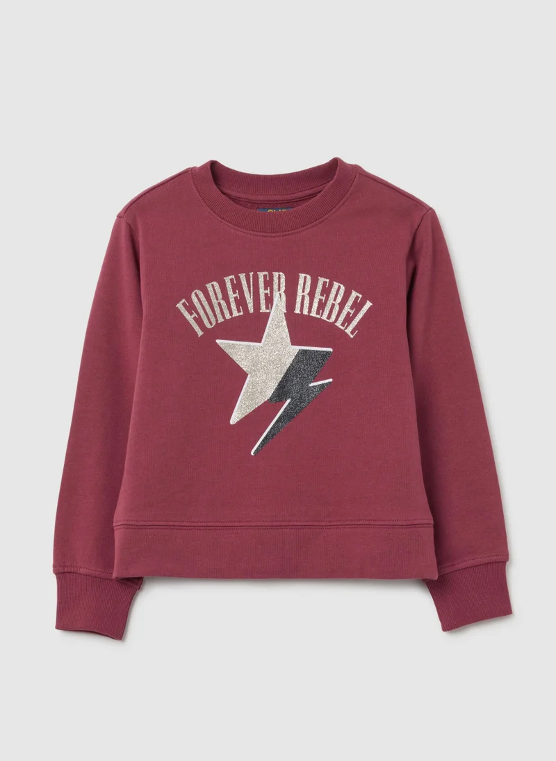 Ovs REGULAR FIT RED PURE COTTON GIRL'S SWEATSHIRT