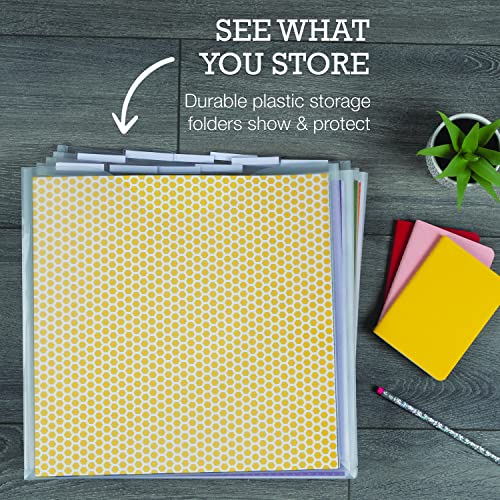 Samsill Scrapbook Storage Organizer Folders 12x12 Inch, 12 Pack, Paper Files with Customizable Tabs, Includes 12 Blank White tabs, Top-Loading, Heavy-Duty Files, Super Clear - Image 4