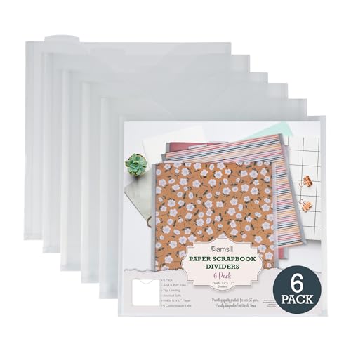 Samsill Scrapbook Storage Organizer Folders 12x12 Inch, 12 Pack, Paper Files with Customizable Tabs, Includes 12 Blank White tabs, Top-Loading, Heavy-Duty Files, Super Clear - Image 1