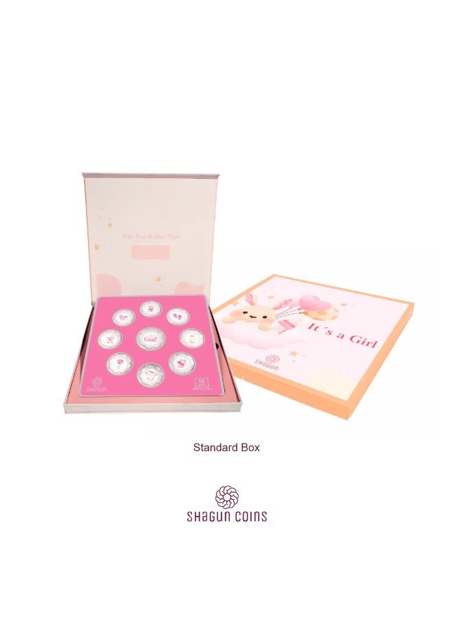 خشبو جويلز صندوق عملات معدنية من الفضة عيار 999 بوزن 10 غرامات، عليه صورة فتاة. - Image 1