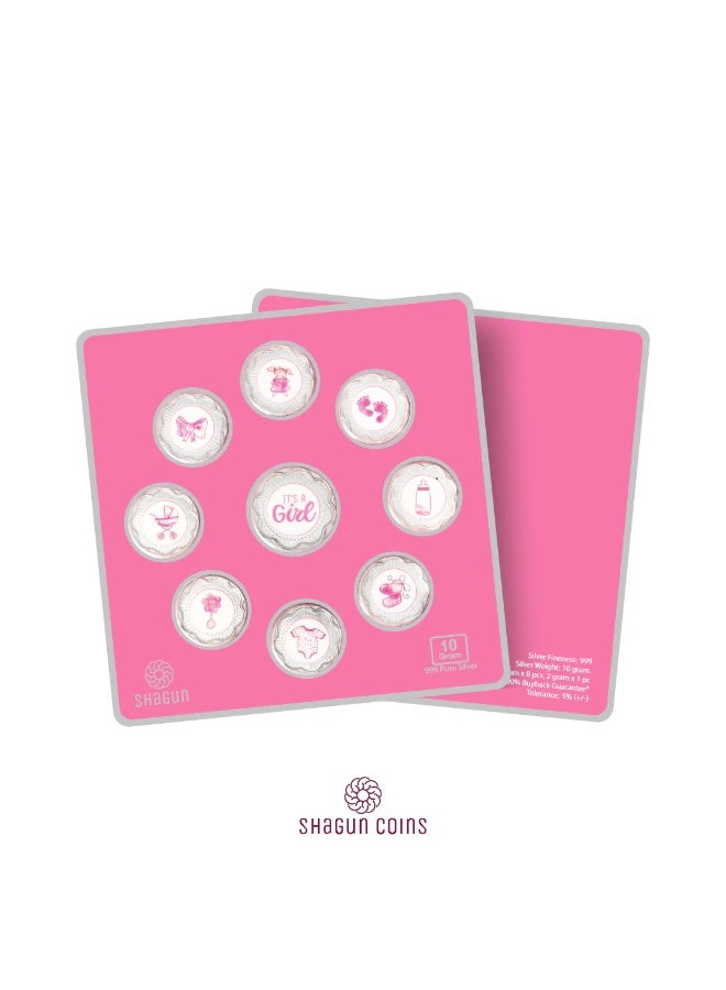 خشبو جويلز صندوق عملات معدنية من الفضة عيار 999 بوزن 10 غرامات، عليه صورة فتاة. - Image 2