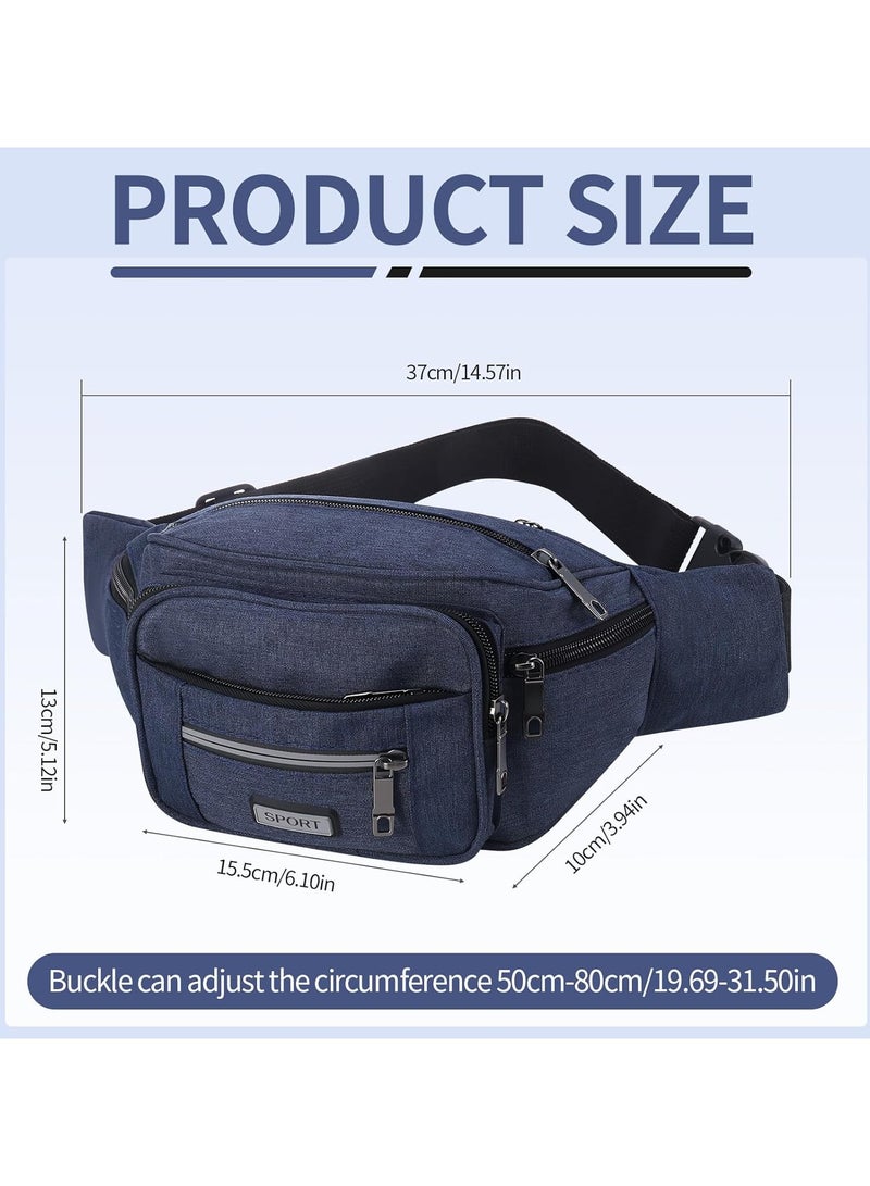 CMGTYYD 2 Pack Bum Bag, Bumbags for Men Ladies, Blue Black Fanny Pack, Fashion Buckle Design Adjustable Bumbag for Sport Outdoors Walking Running Travel - Image 2