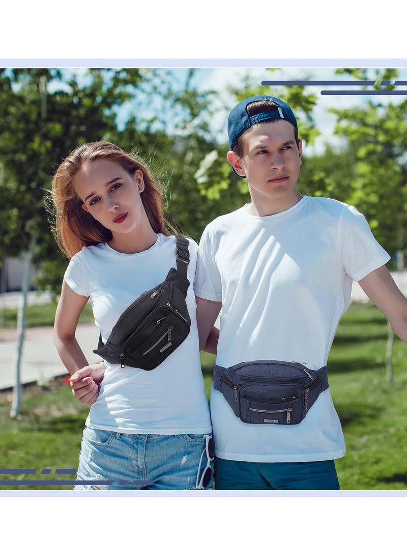 CMGTYYD 2 Pack Bum Bag, Bumbags for Men Ladies, Blue Black Fanny Pack, Fashion Buckle Design Adjustable Bumbag for Sport Outdoors Walking Running Travel - Image 3