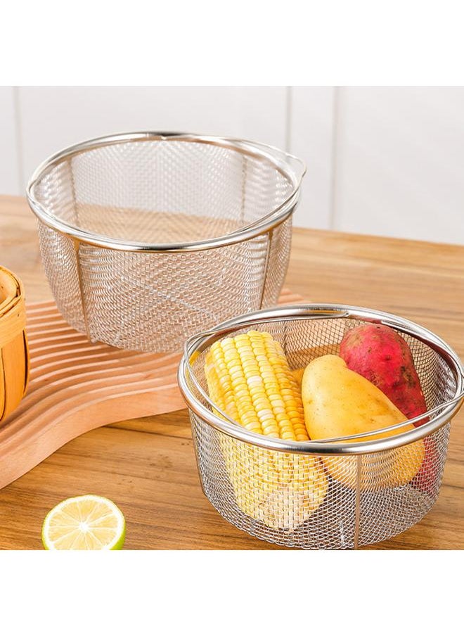 Thoraya - Mesh Steaming Basket Stainless Steel Comfortable Handles Heat Resistant Steaming Basket for Cooking Kitchen 18x18cm - Image 1