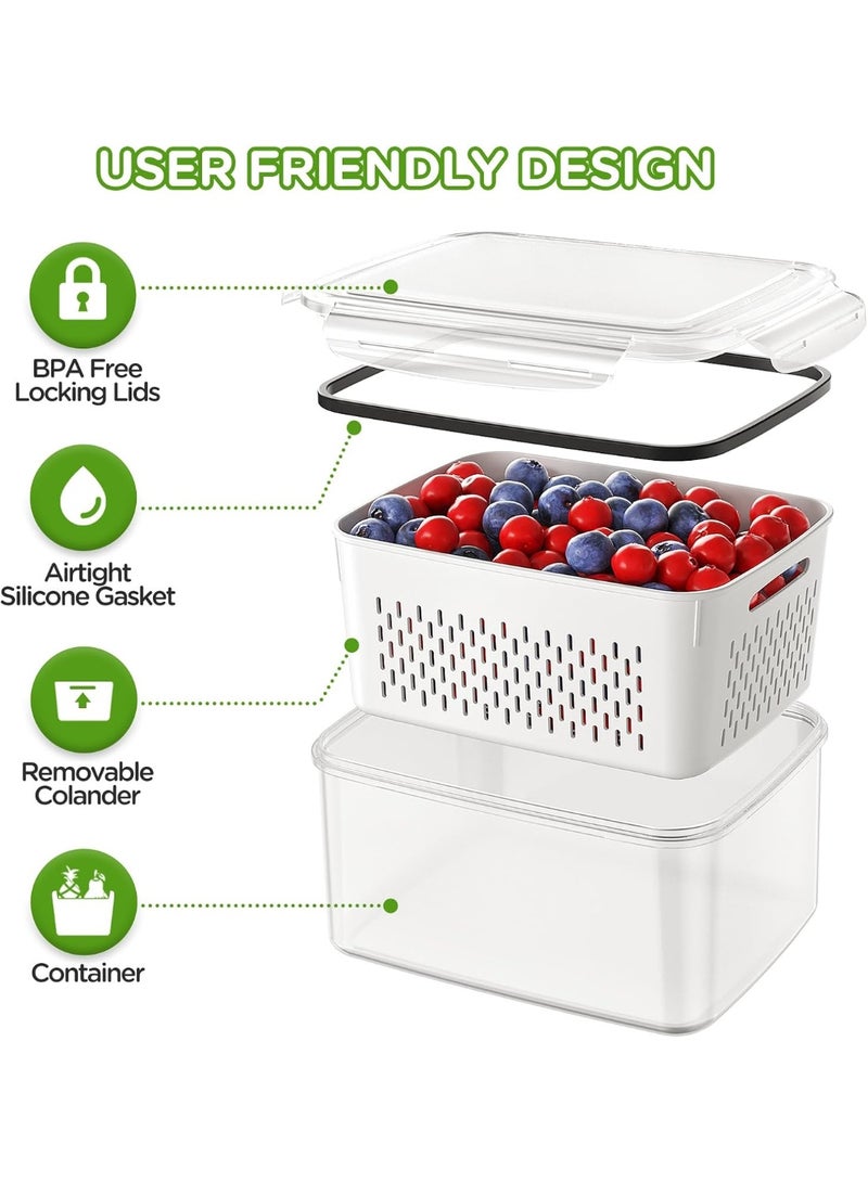 Neonix 3-piece set – Smart kitchen storage containers – Airtight and moisture-proof, suitable for the microwave and freezer | Containers for the fridge and pantry | Durable containers, including a draining basket | Ideal for the kitchen, food and vegetables. - Image 5