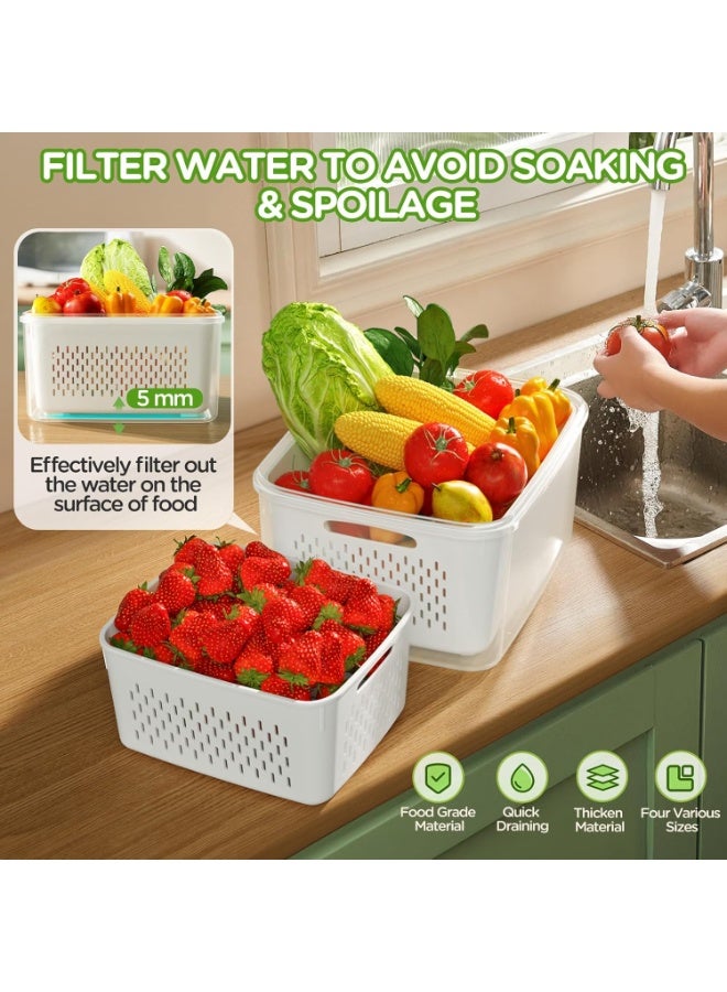 Neonix 3-piece set – Smart kitchen storage containers – Airtight and moisture-proof, suitable for the microwave and freezer | Containers for the fridge and pantry | Durable containers, including a draining basket | Ideal for the kitchen, food and vegetables. - Image 3