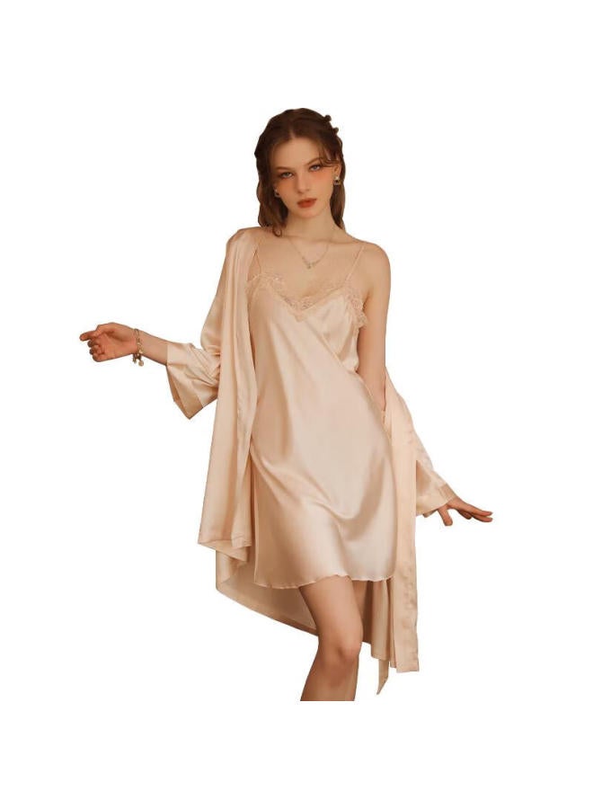 Your Sun Yi Er Shuang Lace Nightgown Women's Summer Thin Ice Silk Sling Nightdress Outer Wear Skirt Home Wear - Image 2