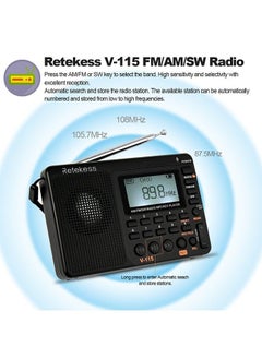 Retekess FM Radio Multiband Radio Receiver V293 Black  - Image 4