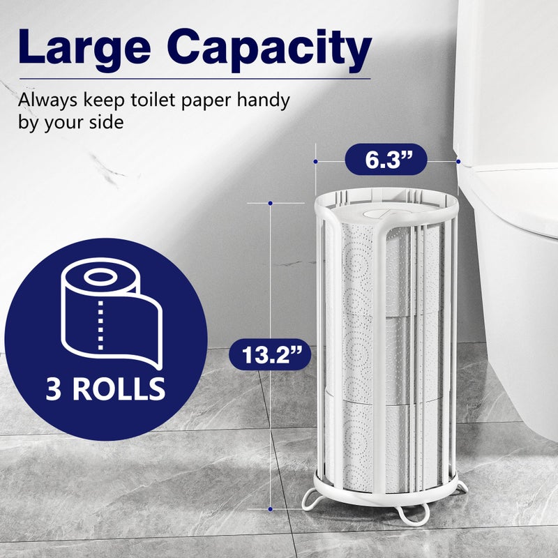 Epicano Toilet Paper Holder Stand  Freestanding Bathroom Tissue Organizer  Minimalistic Storage Solution  Reserve Mega Rolls Stylish Bathroom Floor Toilet Paper Stand-White - Image 3