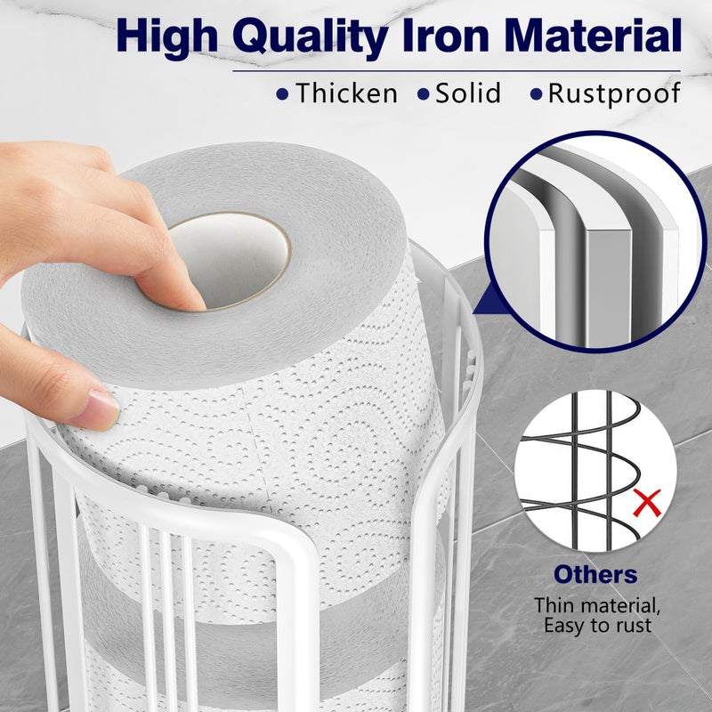 Epicano Toilet Paper Holder Stand  Freestanding Bathroom Tissue Organizer  Minimalistic Storage Solution  Reserve Mega Rolls Stylish Bathroom Floor Toilet Paper Stand-White - Image 4