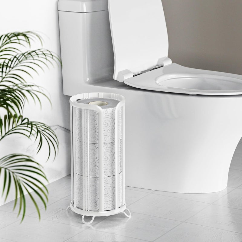 Epicano Toilet Paper Holder Stand  Freestanding Bathroom Tissue Organizer  Minimalistic Storage Solution  Reserve Mega Rolls Stylish Bathroom Floor Toilet Paper Stand-White - Image 1