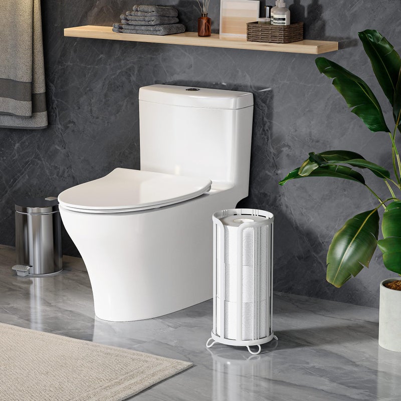Epicano Toilet Paper Holder Stand  Freestanding Bathroom Tissue Organizer  Minimalistic Storage Solution  Reserve Mega Rolls Stylish Bathroom Floor Toilet Paper Stand-White - Image 2