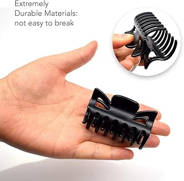Basic Sense Hair Claws Durable Sturdy Non Slip Plastic Grip Hair Clamps Clips Strong Hold 4pcs Matt Black Combo - Image 2