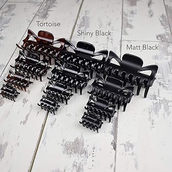 Basic Sense Hair Claws Durable Sturdy Non Slip Plastic Grip Hair Clamps Clips Strong Hold 4pcs Matt Black Combo - Image 5