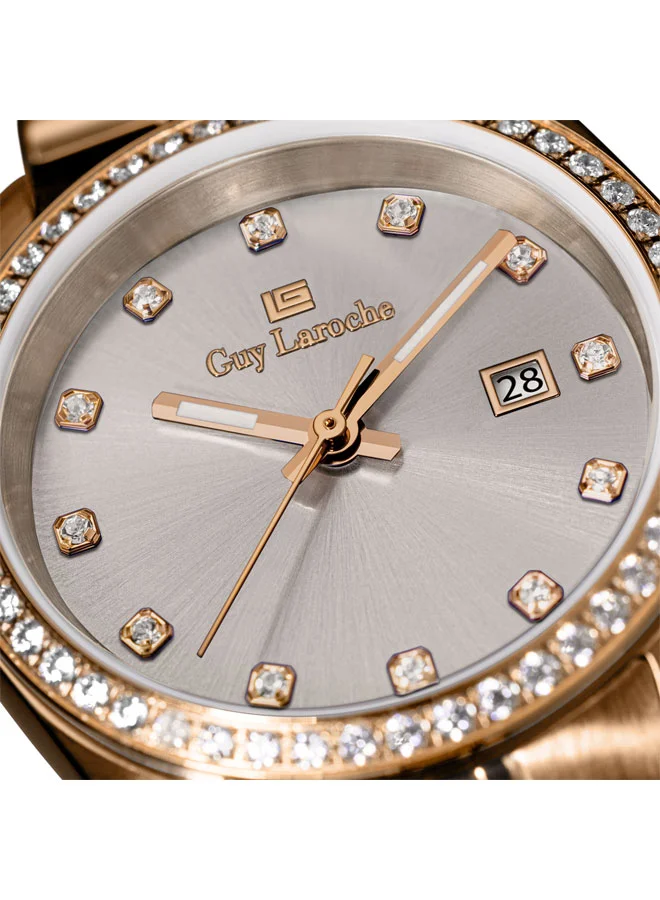 Guy Laroche Rose Gold Rosalie Rose Gold Plated Stainless Steel Bracelet Analog Watch for Women, 30mm for Women | Best Price UAE