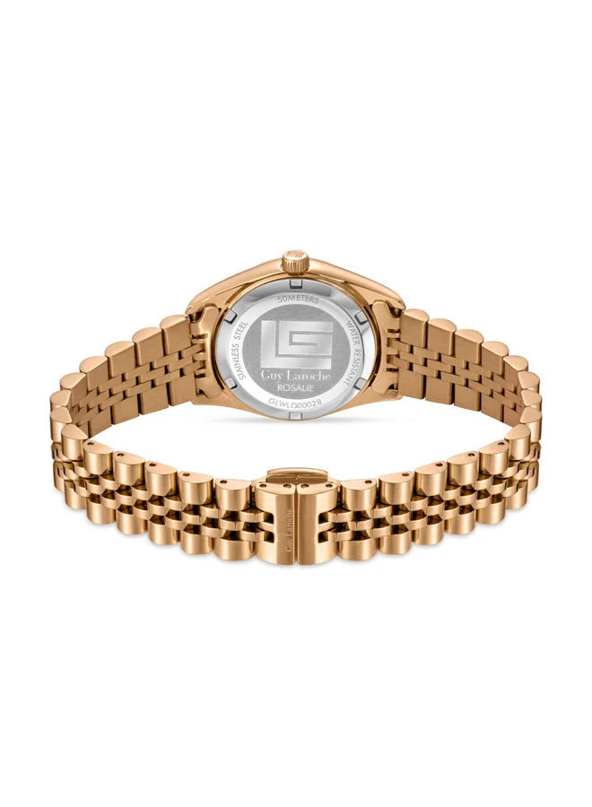 Guy Laroche Rose Gold Rosalie Rose Gold Plated Stainless Steel Bracelet Analog Watch for Women, 30mm for Women | Best Price UAE