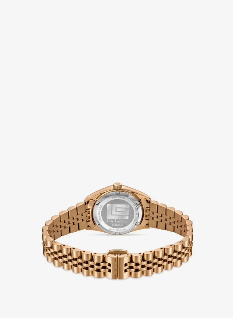 Guy Laroche Rose Gold Rosalie Rose Gold Plated Stainless Steel Bracelet Analog Watch for Women, 30mm for Women | Best Price UAE