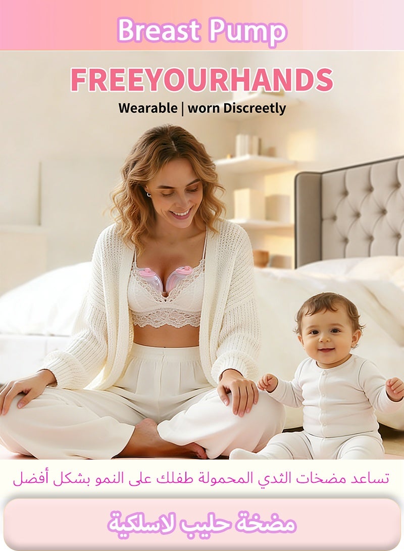 Serinovia Hands Free Breast Pump | Comfort Double Wearable Breastfeeding Pump 5 Modes & 15 Levels, Low-Noise Electric Breast Pump Portable for Office & Home Use (17/19/21mm Flange) - Image 2