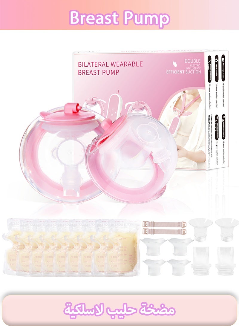 Serinovia Hands Free Breast Pump | Comfort Double Wearable Breastfeeding Pump 5 Modes & 15 Levels, Low-Noise Electric Breast Pump Portable for Office & Home Use (17/19/21mm Flange) - Image 1
