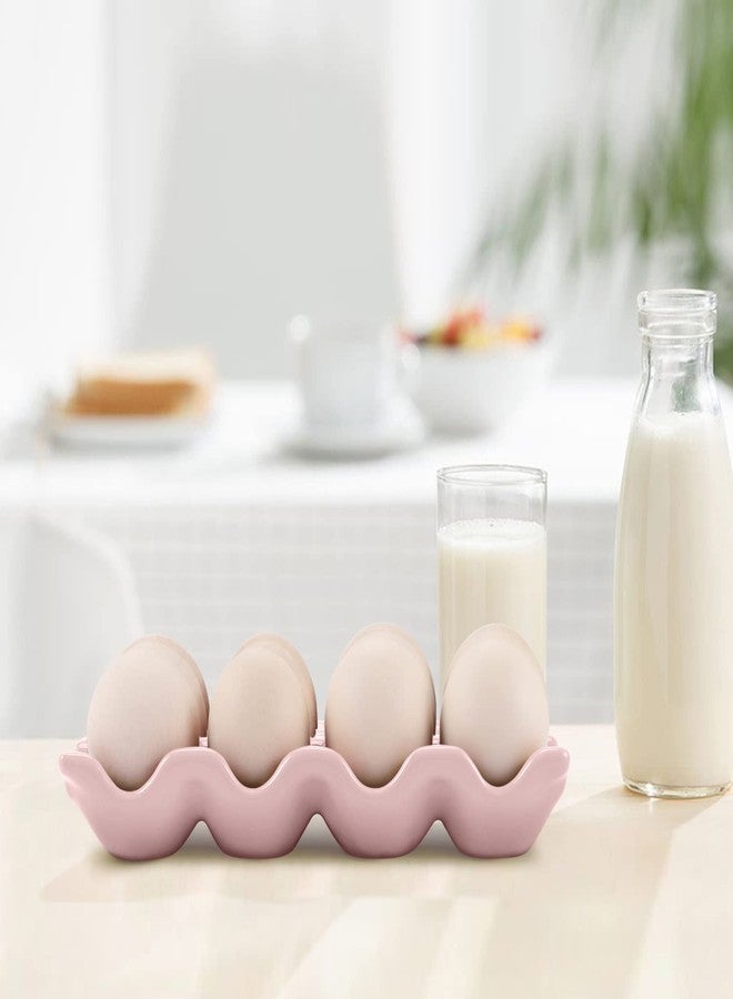 Flexzion Ceramic 12 Cups Egg Tray - Whole Dozen Porcelain Egg Holder Container Keeper Storage Organizer Decorative Serving Stand Serveware for Refrigerator Fridge Countertop Display Kitchen (Pink) - Image 4
