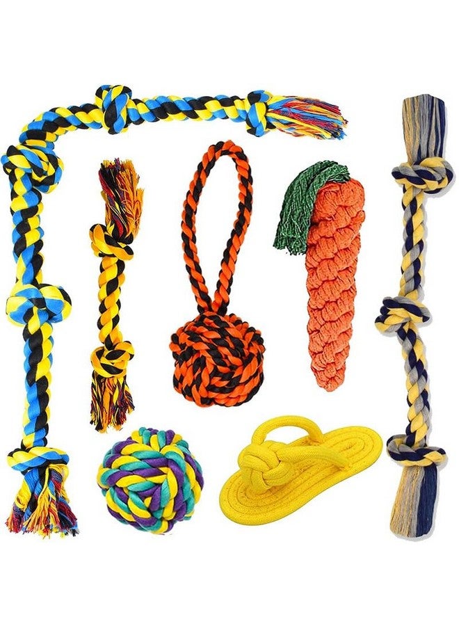 بت ألعاب الكلاب الجذابة حبل للتسنين وإكسسوارات الجراء لعبة للحيوانات الأليفة الكبيرة والصغيرة وجميع الجراء. الأفضل للراعي الألماني والبيجل واللابرادور، مجموعة شد الحبل التفاعلية (7 حبال) - Image 1